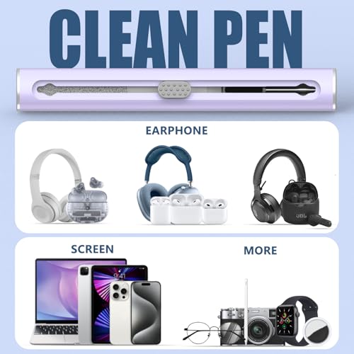 【1 Pack】 Cleaner Kit for Airpods 4 Case,Cleaning Kit Pen Shape with Soft Brush Flocking Sponge Tool for Bluetooth Earphones Headphones Charging Case,Phone,Camera and Computer(Purple) - color: B8-Purple