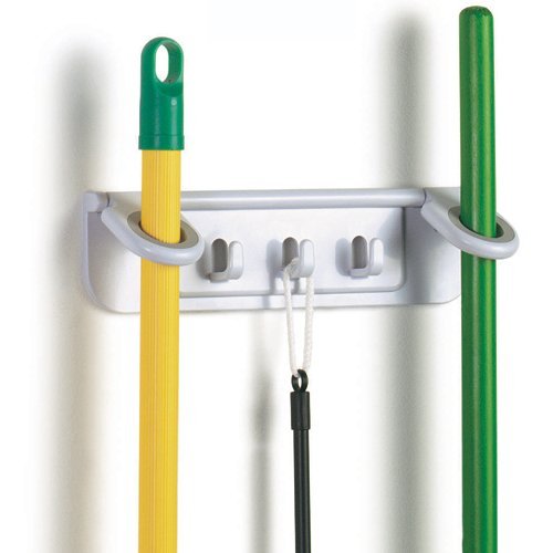Spectrum Diversified Mop and Broom Holder and Organizer, White