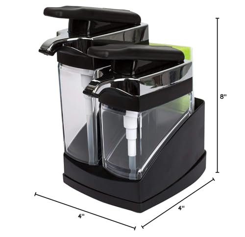 Casabella Sink Sider Duo Soap Dispensers with Sponge, Black and Chrome Plating - color: Black