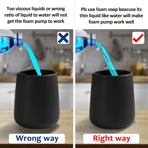 Soap Foaming Dispenser Ceramic with Easy-to-Press Pump Hand Foam Dispenser for Shampoo Bathroom Kitchen 12 oz - color: Foam-brownblack