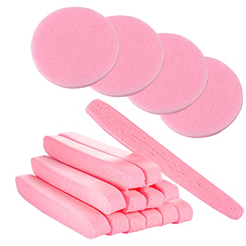 Facial Sponge Compressed,60 Pcs PVA Professional Makeup Removal Wash Round Face Sponges Spa Pads Exfoliating Cleansing for Women,Yellow,Pink - color: Yellow,Pink