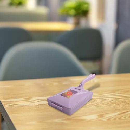 Double Brush Handheld Roller Brush Sweeper For Carpet Crumb Cleaning And Sofa Crumb Removal, Dust Collected In Container Opened By Push Button(purple) - color: purple