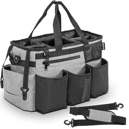 IBVIVIC Wearable Cleaning Caddy Bag for Cleaning Supplies,Large Capacity Cleaning Organizer Grey - color: Grey