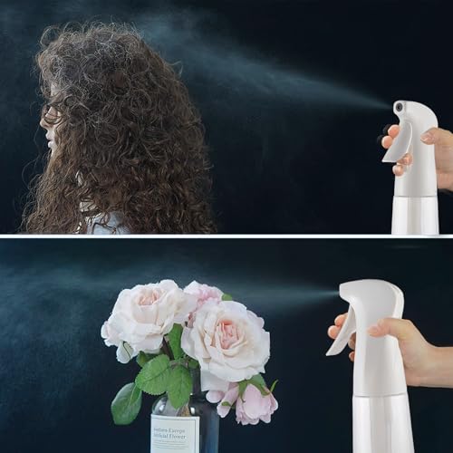 TANSHINE Continuous Spray Bottle for Hair 2 Pack,Fine Mist Water Hair Spray Bottles,Mister Spray Bottle,Refillable Plastic Sprayer for Hairstyling, Cleaning,Alcohol, Plants, Salons,6.8oz/200ml,Clear - color: Clear-2pack