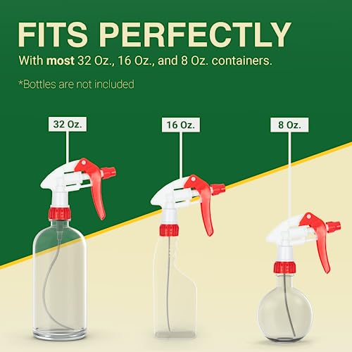 Heluva Green Spray Bottle Nozzle Replacement, Bottle Tops Only - Sprayer Nozzle Triggers for Heavy Duty, Commercial, Home Cleaning Solutions - Fits 8,16,24,32 oz Plastic & Glass Bottles, Red 24 pack - color: Red, size: 24 Pack