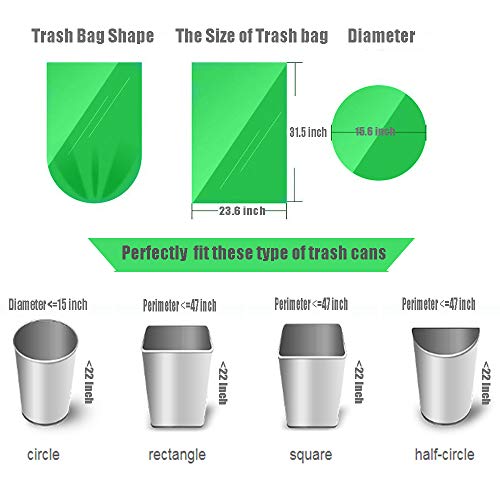Trash Bags Biodegradable, Strong Rubbish Bags, Trash bags Recycling & Degradable Garbage Bags, Compostable Bags (Green, 13 Gallon) - size: 13 Gallon, 60 Count (Pack of 1)