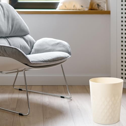 JiatuA 3 Pack Small Trash Can with Trash Bags Bathroom Garbage Bin Round Plastic Waste Basket for Kitchen, Bedroom, Office, College Dorm, Craft Room, Beige - color: Beige