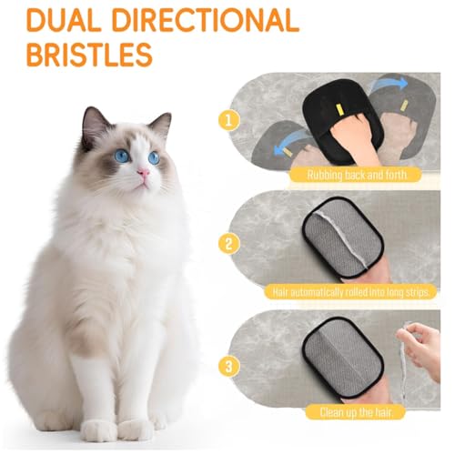 Pet Hair Remover Gloves for Cats & Dogs, Reusable Cat Dog Electrostatic Hair Remover Grooming Glove Tool-2PS
