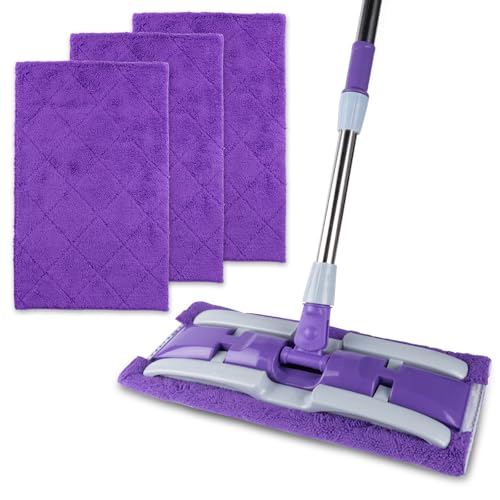 3-Pack Microfiber Mops Refill Pads for 14 Inch Mop (Purple) - color: Purple