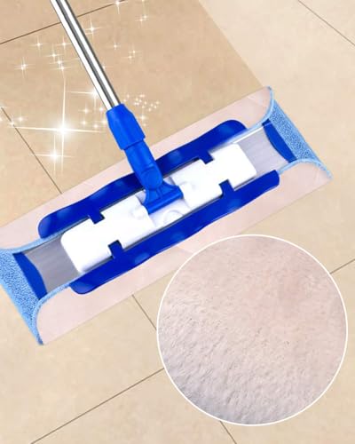 KEEPOW 5 Pack Reusable Microfiber Mop Pads, Compatible with MR.SIGA Professional Mop, Washable Refills for Hardwood, Laminate & Tile Floors, Dual-Sided Wet/Dry Use (Blue, 17.3" x 9.4") - size: 5 Pack