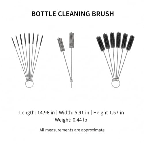 Long Handle Bottle Cleaning Brush for Narrow Neck Containers, Durable Nylon Bristles, Blue - size: 14.96 x 5.91 x 1.57 in