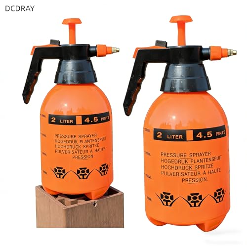 2L Handheld Garden Pump Sprayer 0.5 Gallon Water Mist Spray Bottle for Plants with Adjustable Brass Nozzle Orange (2L Orange)