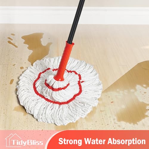 Self Wringing Twist Mop Head Replacement for Floor Cleaning, Washable Microfiber Cotton String Mop Refills with Scouring Pad for Hardwood, Tile, Bathtub, Kitchen - size: 17.72 inches
