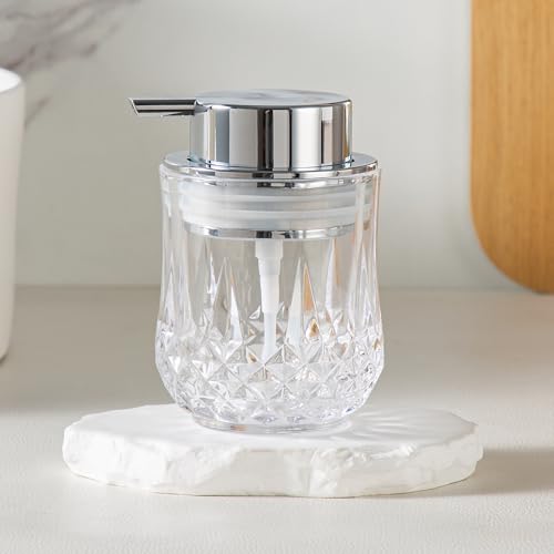Glass Soap Dispenser,Bathroom Hand Liquid Soap Dispensers,Refillable Dish Soap Dispenser,Lotion Dispenser for Bathroom,Kitchen (Clear/Silver Liquid Pump) - color: Silver Pump-liquid