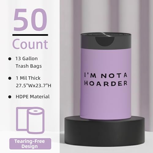 13 Gallon Trash Bags with Drawstring and Text Printing, Leakproof and Odor Control Garbage Bags Tall Kitchen, Tear-Resistant Kitchen Trash Bags for Home, Portable Garbage Bags, 50 Count - style: Letter-13 Gallons