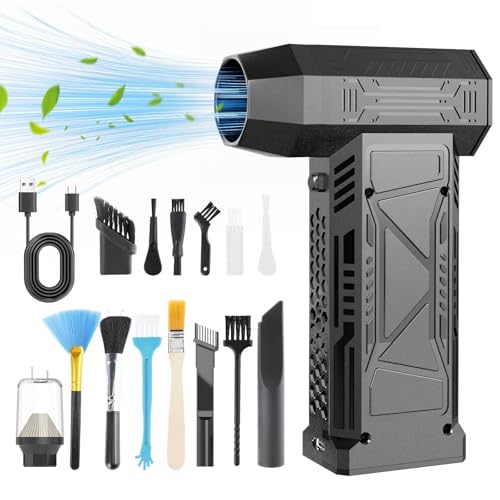 High-Speed Turbo Handheld Fan & Vacuum Cleaner Combo | 130,000 RPM Brushless Motor | Powerful Rechargeable Portable Fan | Cross-Border Lightweight Design | Multi-Functional Dust Cleaning Kit (Black)