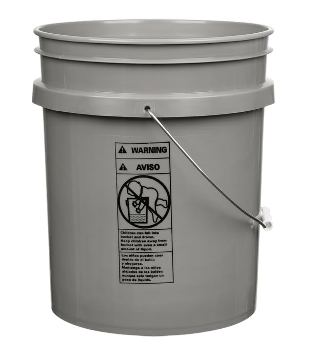 House Naturals 5 Gallon Premium HPDE Plastic Bucket - Made in USA Food Grade Storage Container, BPA Free All Purpose Pail (1, Gray) - color: Gray