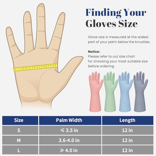Rubber Kitchen Dishwashing Gloves - 3 Pairs Reusable Household Cleaning Gloves, Flexible and Durable & Non-slip Cleaning Gloves, Great for Kitchen, Bathroom, Laundry (Medium, Pink+Blue+Grey) - color: Pink+green+grey, size: Medium