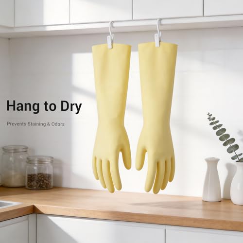 ThxToms 2 Pair Nitrile Dishwashing Cleaning Gloves,with Cotton Flocked Liner,Skin-Friendly & Anti-Slip Design,Y&P - size: Large