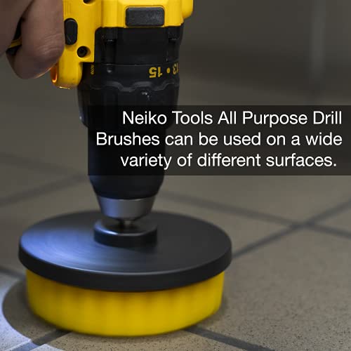 NEIKO 00321A Drill Brush Set, 9-Piece All-Purpose Scrubbing Attachments for Cleaning & Car Detailing, Extended-Reach Power Scrubber - style: Scrub and Brush Set