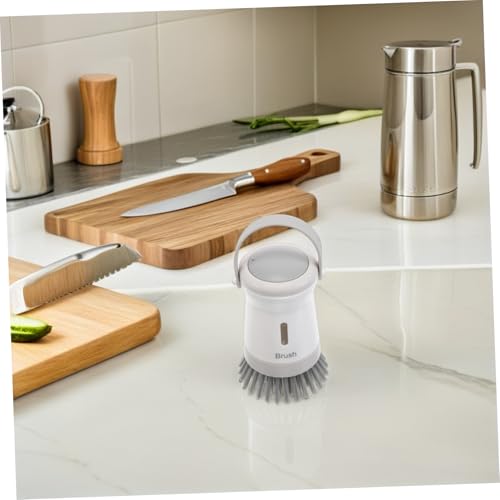Cabilock Kitchen Scrub Brush with Soap Dispenser Ergonomic Design for Effortless Cleaning of Pots Pans and Sinks Controlled Dispensing for Optimal Soap Release Sturdy and Versatile