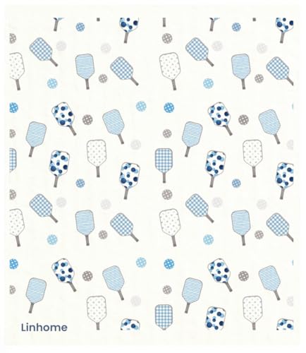 Pickleball Swedish Dishcloth, Reusable Paper Towel, Super Absorbent Cellulose Sponge, Pickleball Pattern, Washable Kitchen Cleaning Cloth (2, Watercolor Baby Pink and Blues Stripe) - color: Watercolor Baby Pink and Blues Stripe