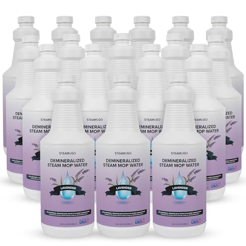 Steam & Go Demineralized Water for Steam Mop – Lavender Scent, 32 oz (Pack of 18)| Scented Floor Cleaner Solution, Ready-to-Use, Compatible with Any Steam Cleaner - size: 32 Fl Oz (Pack of 18)