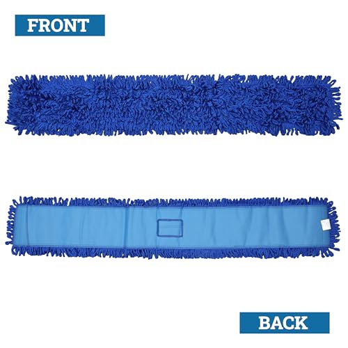 KLEEN HANDLER 48 Inch Microfiber Dust Mop Bulk Pack of 12, X-Large Washable Commercial Dust Mop, Sweeper, Janitorial Mop Head Replacement, Push Mop Broom, Blue - color: Blue - 48 Inch, size: 12 Pack
