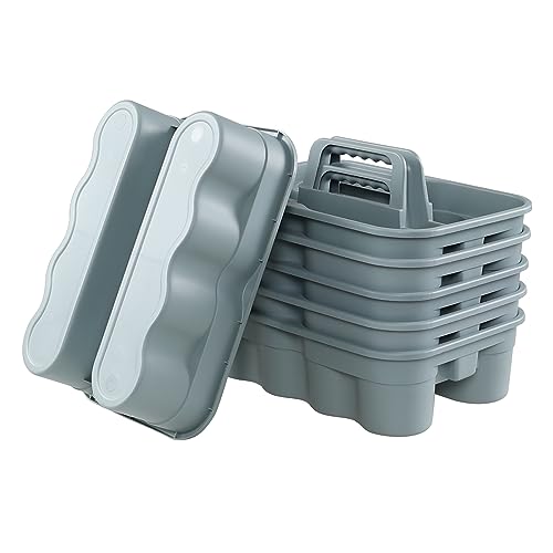 6-Pack Plastic Cleaning Storage Caddy, Gray | Cleaning Supply Carry Caddy