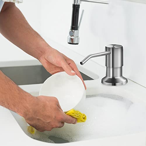 Soap Dispenser for Kitchen Sink and Extension Tube Kit, Stainless Steel SoapDispenser with 47 Inches Tube Connects Directly to Soap Bottle, Hand and Dish Soap Dispenser Pump (Brushed Nickel) - color: Brushed Nickel