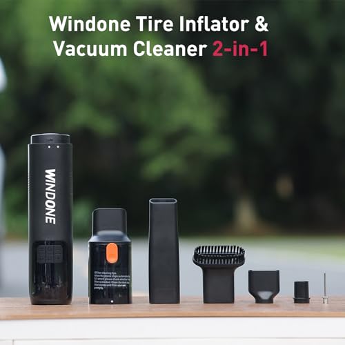 Cybergoing Portable Tire Inflator & Mini Vacuum, 150 PSI Cordless Air Compressor with Deflate Function, LED Display, Auto Shut-Off, Rechargeable Air Pump for Car, Bike, Motorcycle, Balls & Inflatables