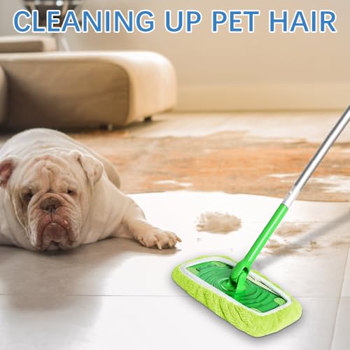 Microfiber Mop Pads - 3 Pack Reusable Washable Refills for Wet & Dry Floor Cleaning - Fits Most Standard Mops - Yellow Green Household Cleaning Pads - color: Yellow Green