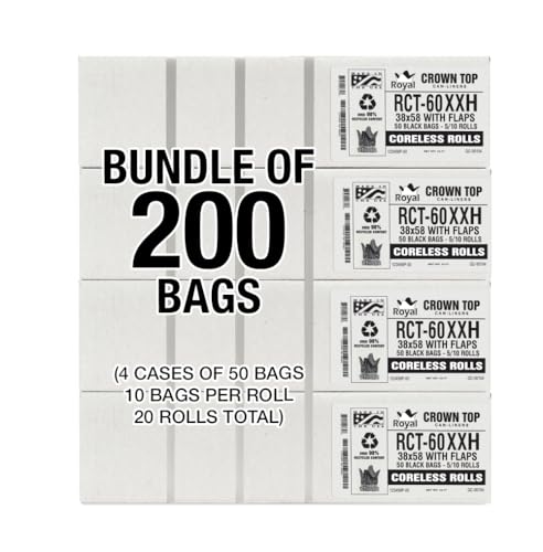 Aluf Plastics 55 Gallon Trash Bags Heavy Duty - (Huge 200 Pack) - 2.0 MIL Thick (equiv) - 38" x 58" - Garbage Bags for Toter, Contractors, Lawn, Leaf, Commercial, Kitchen, Industrial - style: 55-60 Gal, 2 Mil Equiv, 200 Count