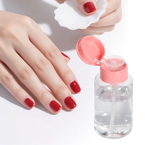1Pcs Leak-Proof & Portable Push Down Pump Dispenser Bottles: Refillable Clear Containers for Nail Polish, Makeup Remover, Travel, Salon, Hospital Use (1, Clear Pink) - color: Clear Pink