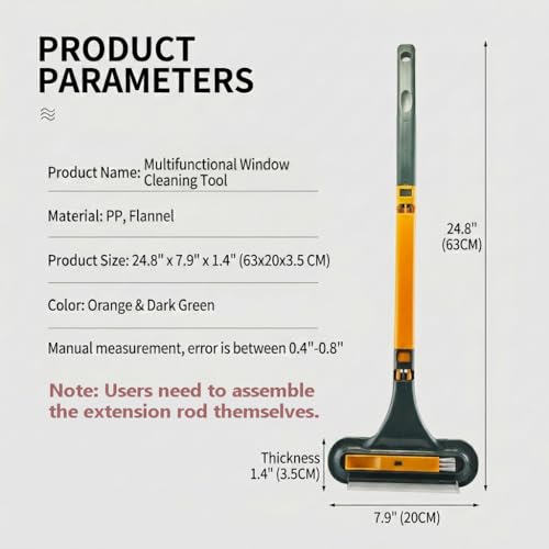 3 in 1 Window Squeegee for Home, 2-Way Brush Window Cleaning Tool with TPR Soft Rubber Squeegee for Cleaning Screens, Glass & Window Tracks