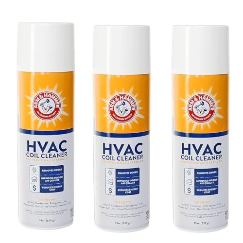 Arm & Hammer Biodegradable HVAC and Air Conditioner Coil Cleaner Foam Aerosol Spray, No Rinse, 19 fl. oz, AHCC-19 by Diversitech (3 Pack) - size: 19 Fl Oz (Pack of 3)