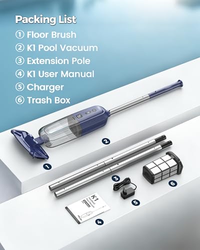 2026 Upgrade Cordless Handheld Pool Vacuum,Pool Vacuum for Above & Inground Pool,Rechargeable Pool Cleaner with Extention Pole,Up to 70-Min Runtime,Ideal for Leaves,Debris,Spas,Hot Tubs,Blue
