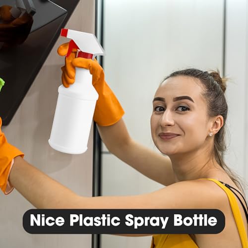 Eccliy 12 Pcs 16 Oz Plastic Spray Bottle, Adjustable Empty Reusable Sprayer for Cleaning, Planting, Water, Bathroom and Kitchen, BBQ, Commercial and Residential (New,Red) - color: Red, size: New