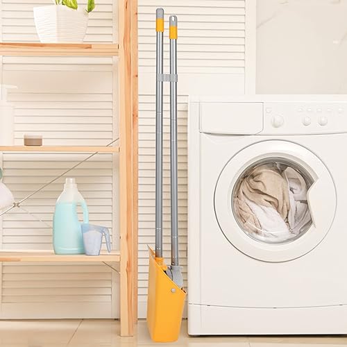 Broom and Dustpan Set with Long Handle 52", Standing Broom and Dust Pan Set for Home Kitchen Room Office Lobby Yellow - color: Yellow