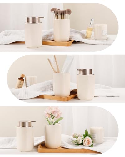 BosilunLife Lotion Pump Dispenser - Aprcot Soap Dispenser Bathroom Ceramic Dish Liquid Soap Dispenser for Kitchen, Bathroom Countertop Soap Dispensers (Apricot, Liquid Pump) - color: Apricot-liquid Pumpt
