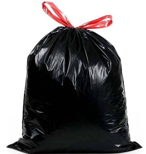 XUXRUS 2.6 Gallon Small Black Bathroom Trash Bags, 60 Count Folded Drawstring Small Garbage Bags, Tear-Resistant & Leak-Proof, Odor Control Liners for Bathroom, Office – Heavy Duty Trash Bags - style: 2.6 GAL-Black-60Counts
