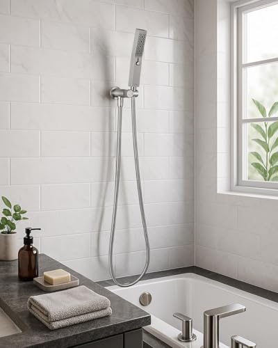 G-Promise All Metal Handheld Shower Set with 3-Function Showerwand, included Handheld Holder to Control on/off Switch and 71 Inch Tangle-Free Stainless Steel Hose Brushed Nicke - color: Brushed Nickel
