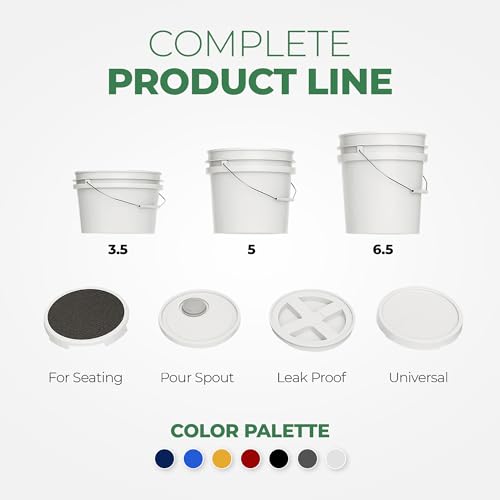EconoHome 5-Gallon White Bucket Pail Container with Lid | Metal Handles with Plastic Grip | Easy Stack and Store | Heavy-Duty, Approx 90 MIL, Extra Durable | Food Grade | BPA Free - 3 Pack - color: White, size: 3 Pack