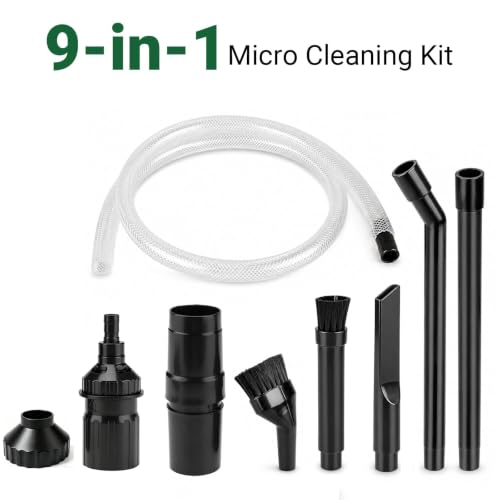 EZ SPARES Crevice Attachment Kit, Compatible with 1-1/4 Inch Vacuum,Micro Cleaning Tools for Keyboard, Crevice, Car, Vents & Tight Spaces, Woodworking,Pet Cleaning, with Storage Bag+Boost Suction