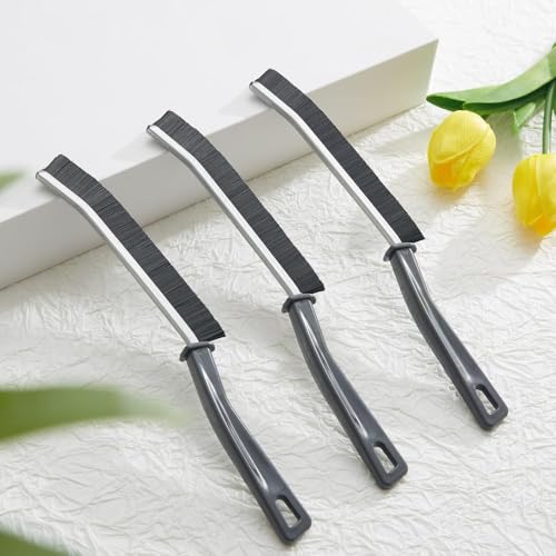 Hard Bristle Crevice Cleaning Brush Set – Multi-Purpose Detail Brushes for Grout, Sink, Teapot, Blender & Tight Corners – Deep Clean Kitchen & Bathroom (Black,6)