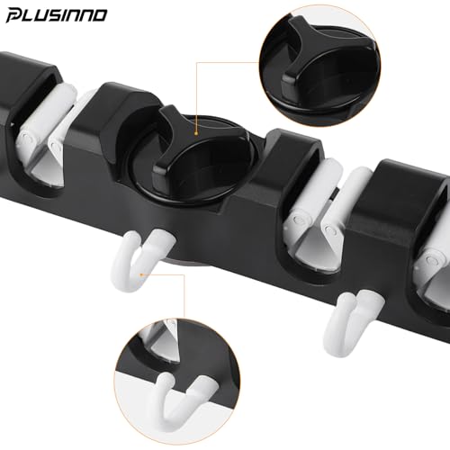 PLUSINNO Wall-Mounted Tool Racks, Broom Organizer Hooks, Self Adhesive, Heavy Duty, for Laundry Room and Garage Organization Storage