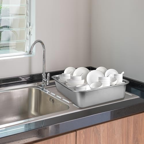 2 Pack Stainless Steel Commercial Bus Tubs Food Grade Meat Processing Tubs Lug Wash Basin Tote Box for Dishwashing, Kitchen, Restaurant, Utility (13 L) - size: 13 L