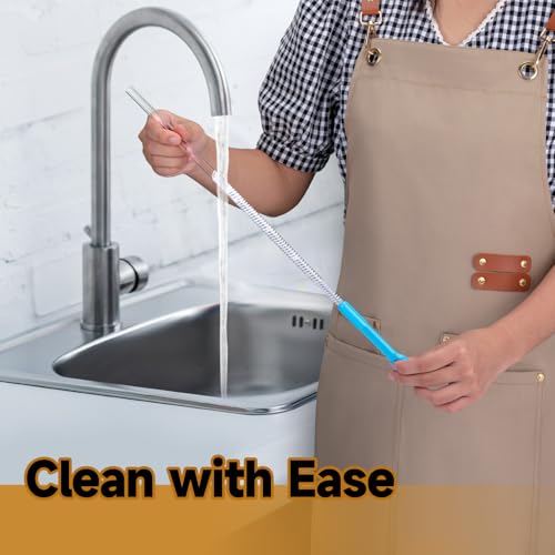 Heavy-Duty Straw Cleaner Brush Pro Set – 2 Pack, 12-Inch Length, 8mm/0.31inch Width, Full Coverage Bristles, Ergonomic Grip Handle