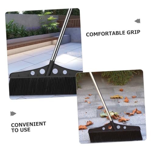 Wide Outdoor Broom Heavy Duty Stainless Steel Lawn Sweeper with Handle for Efficient Cleaning of Patios Decks Gardens and