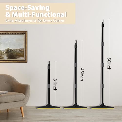 B-Land Carpet Rake for Pet Hair Removal, Reusable Pet Hair Remover with 60” Adjustable Long Handle, Carpet Scraper Dog Cat Hair Remover Tool for Rugs, Mats, Couch, Furniture-Black Pole - color: Black&grey